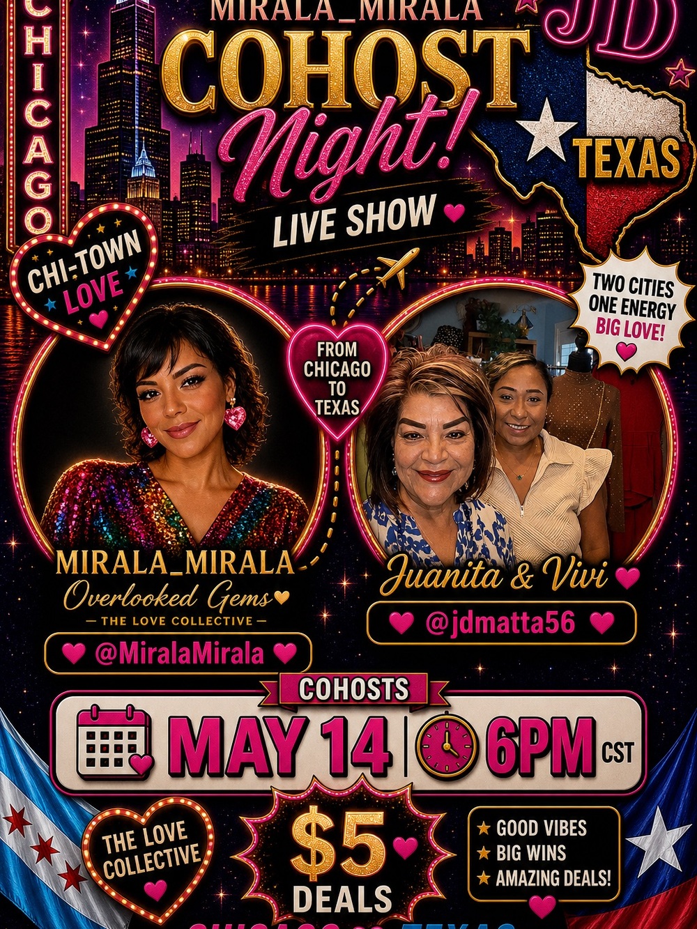 Live Show CoHost w/@MIRALA_MIRALA & JD & VIVI @jdmatta56, 5-14-26 @6 pm @6pm
